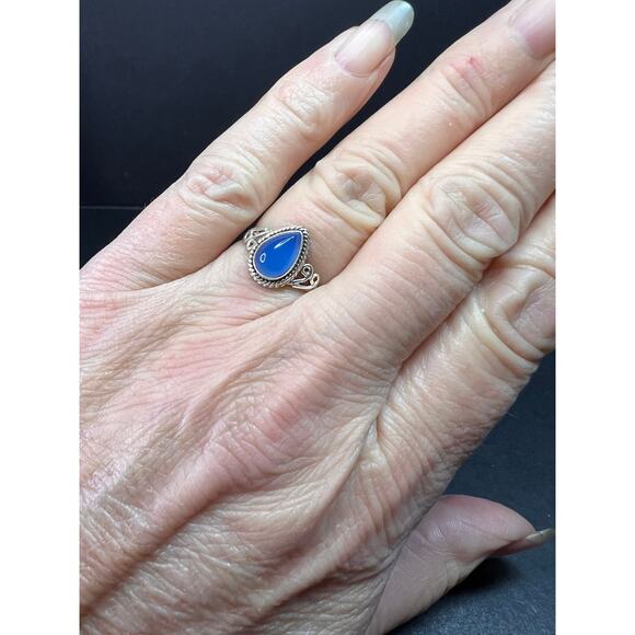 Blue chalcedony sterling silver ring size 7 - Picture 7 of 16